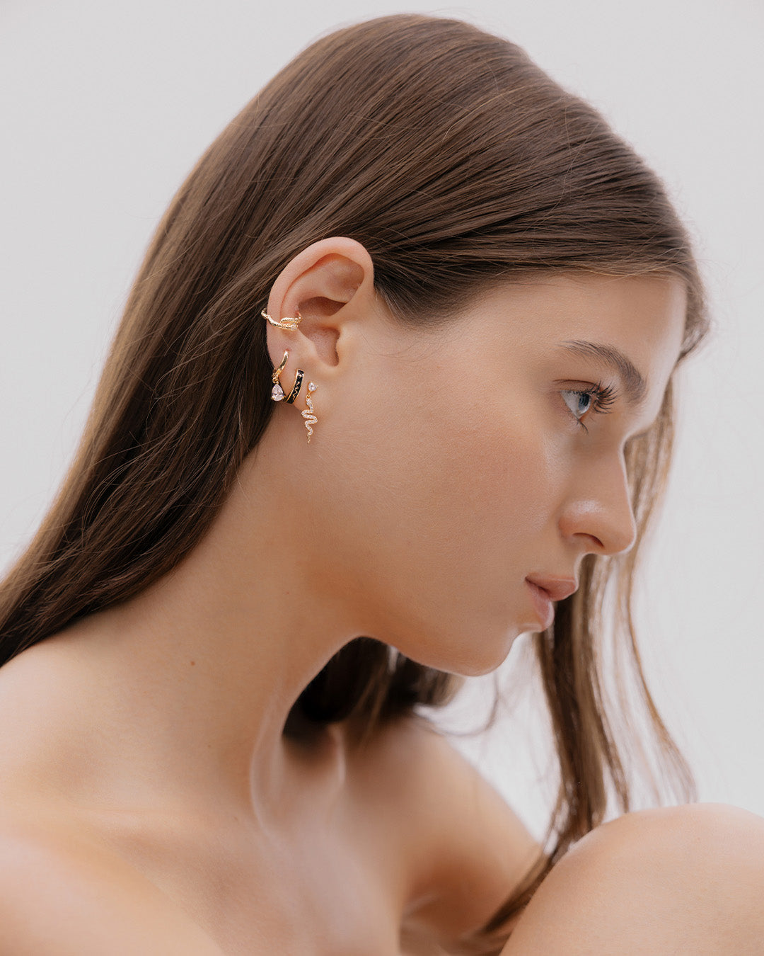 Set de Aretes Solitarios Serpiente