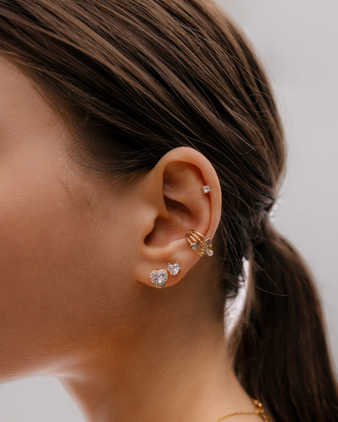 Set X3 Aretes Corazón Cristal