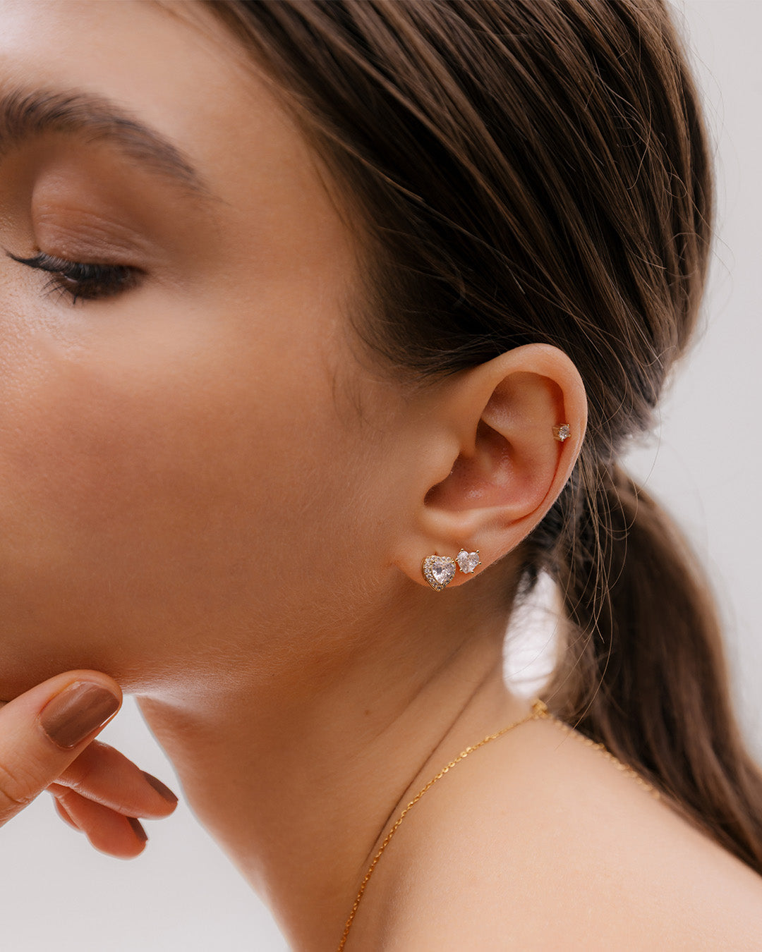 Set X3 Aretes Corazón Cristal