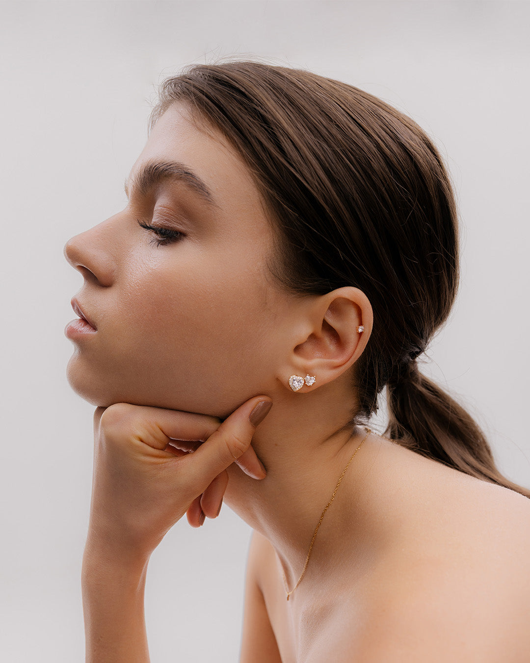 Set X3 Aretes Corazón Cristal