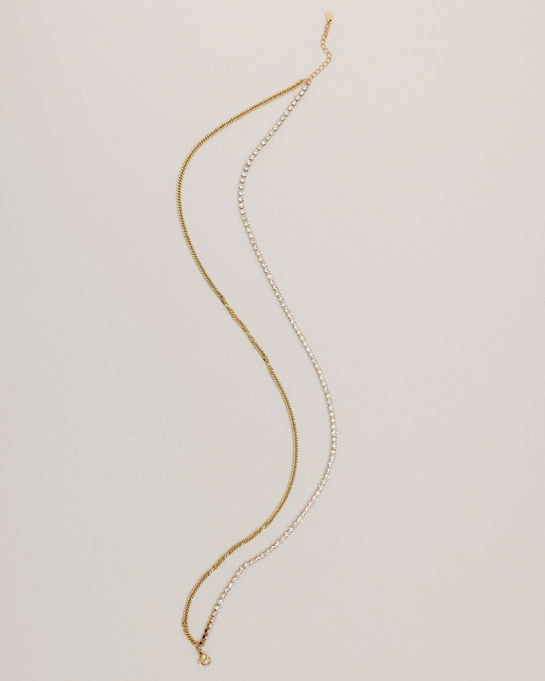 Collar Doble Tennis Oro - Acero Inoxidable