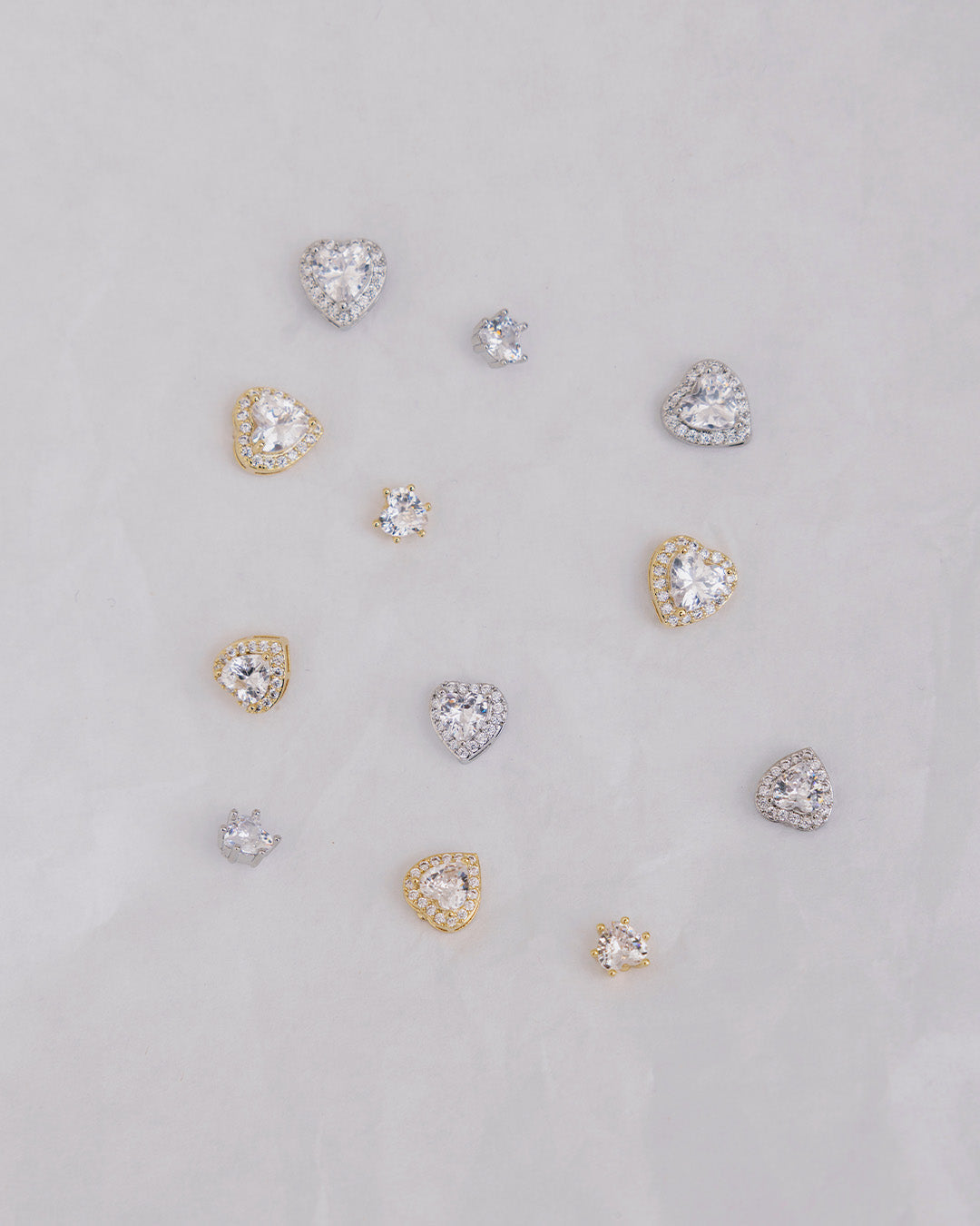 Set X3 Aretes Corazón Cristal