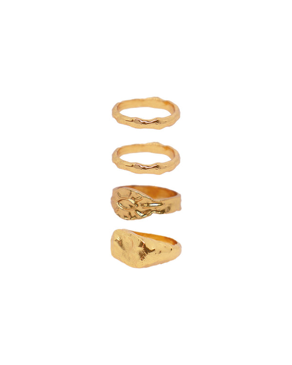 Set de 4 Anillos Ossum anillos delgados y texturizados
