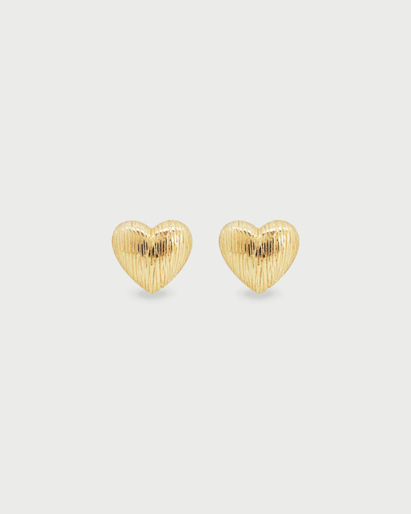 Aretes Corazón Textura Oro