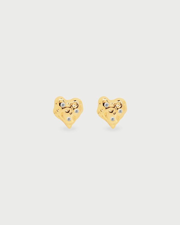 Aretes Corazón Relieve Oro