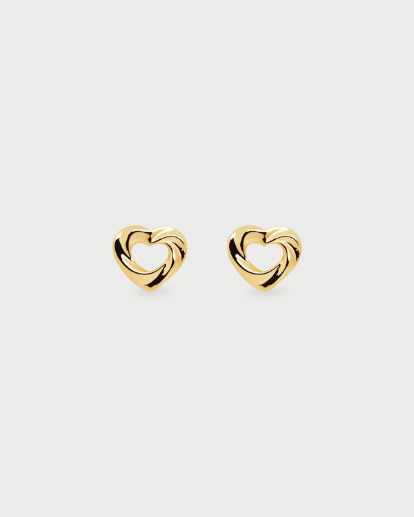 Aretes Corazón Doble Oro