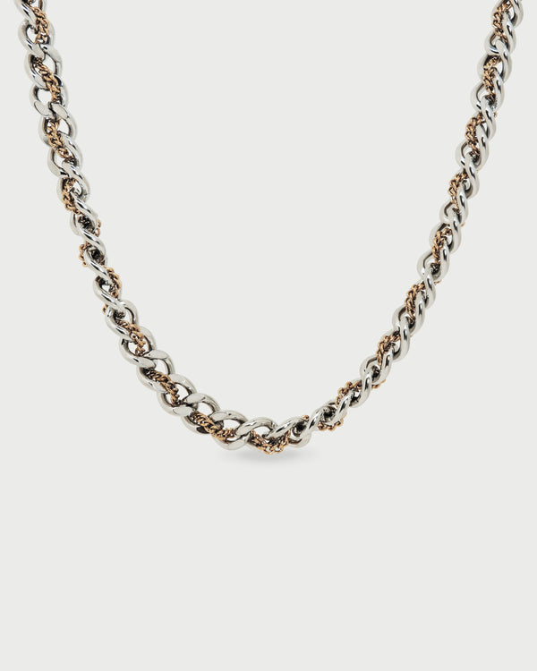 Collar Entrelazado Oro Y Plata - Acero Inoxidable