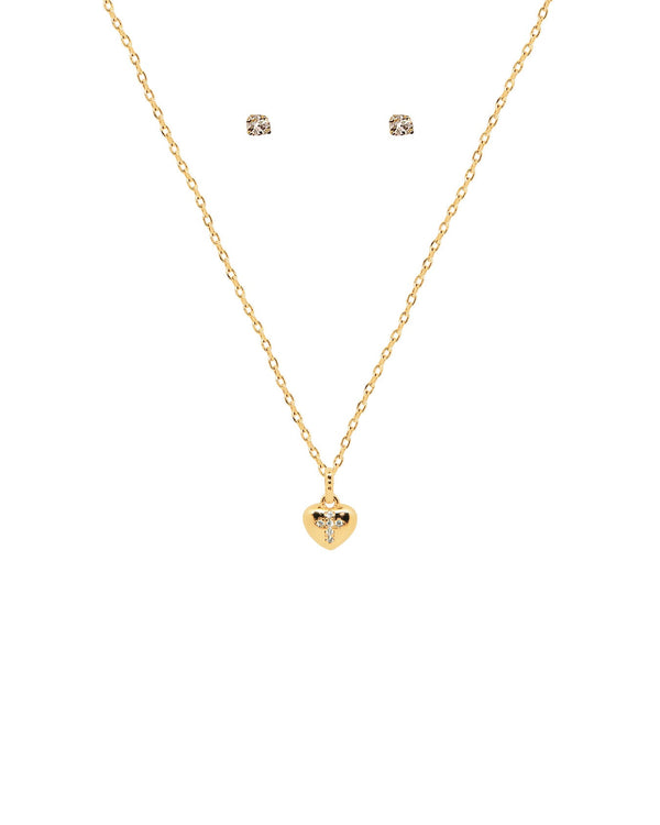 Collar Corazón Cruz Cristales