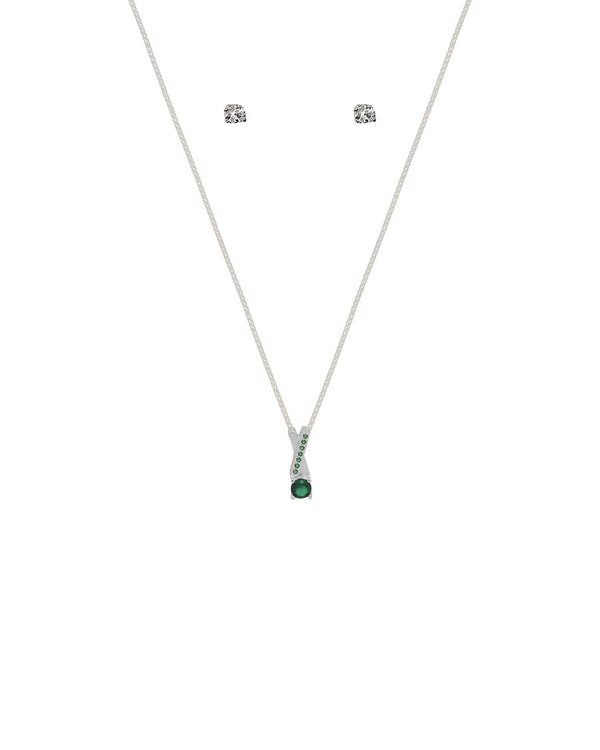 Collar Cristales Esmeralda Plata