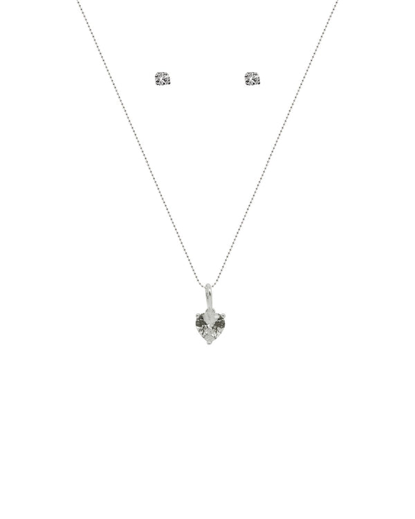 Collar Corazón Diamante Plata