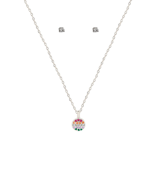 Collar Esfera Multicolor Plata