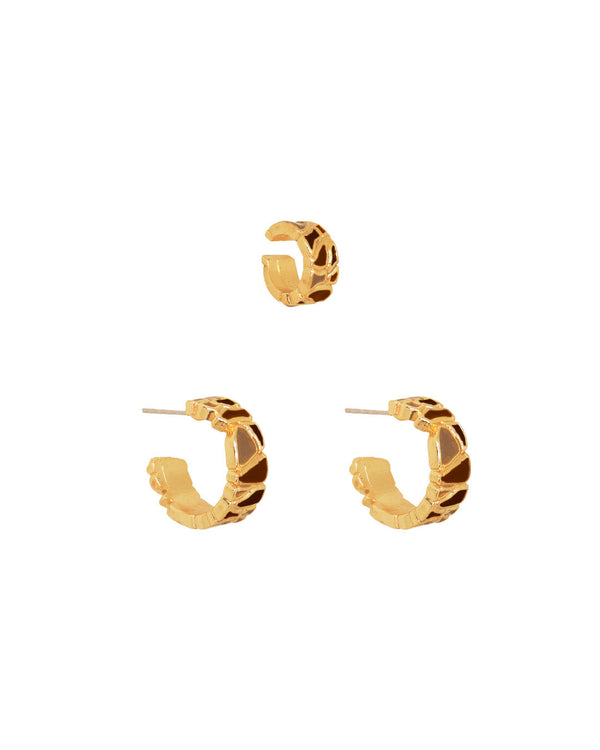 Earparty Siena que incluye Earcuff y candongas artesanales bañadas en oro 24k