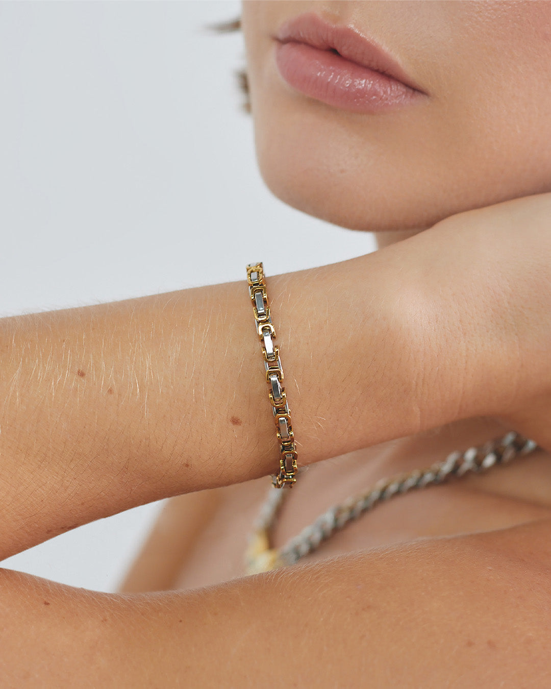 Pulsera Eslabones Oro y Plata - Acero Inoxidable