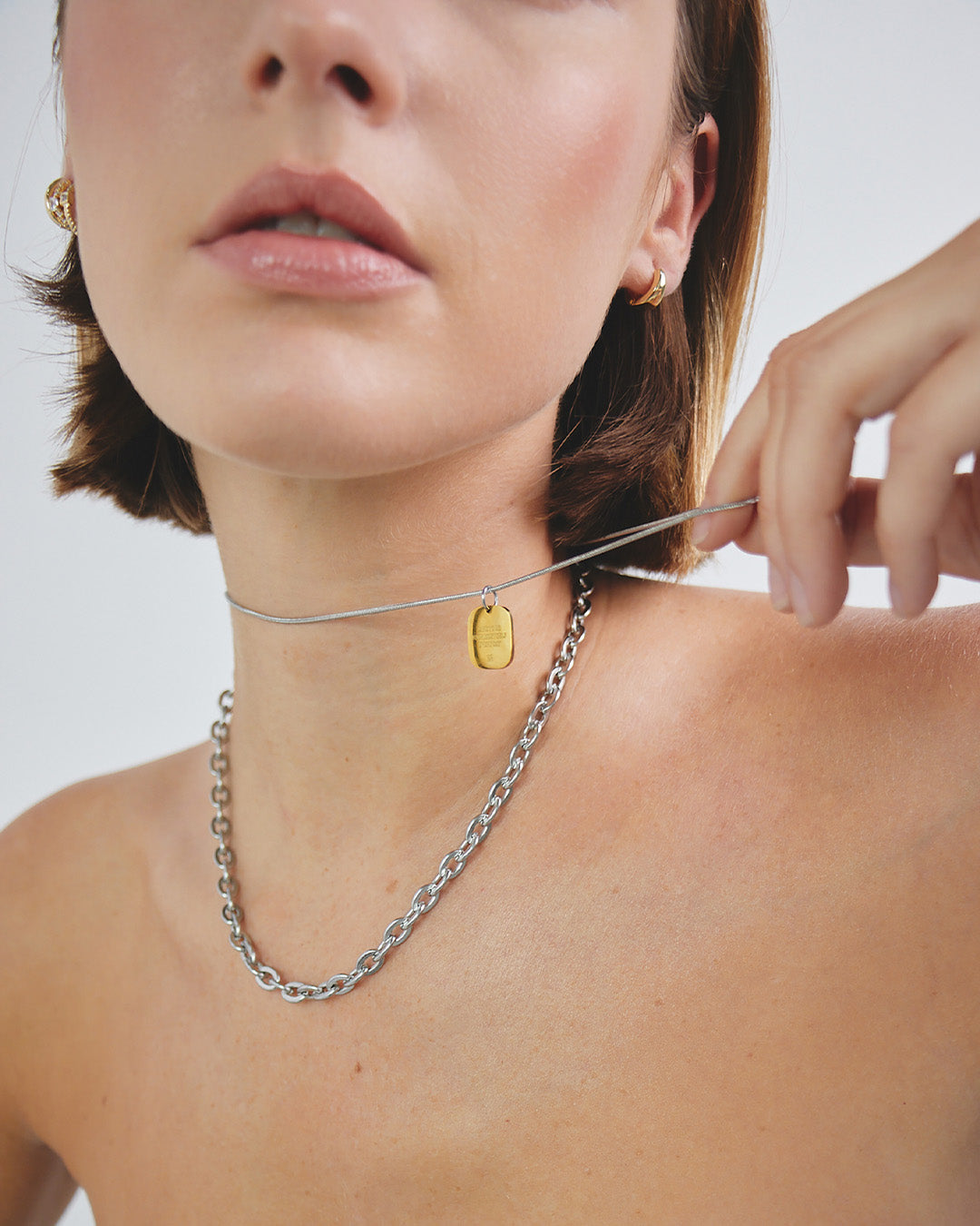 Collar Doble Dije Oro - Acero Inoxidable