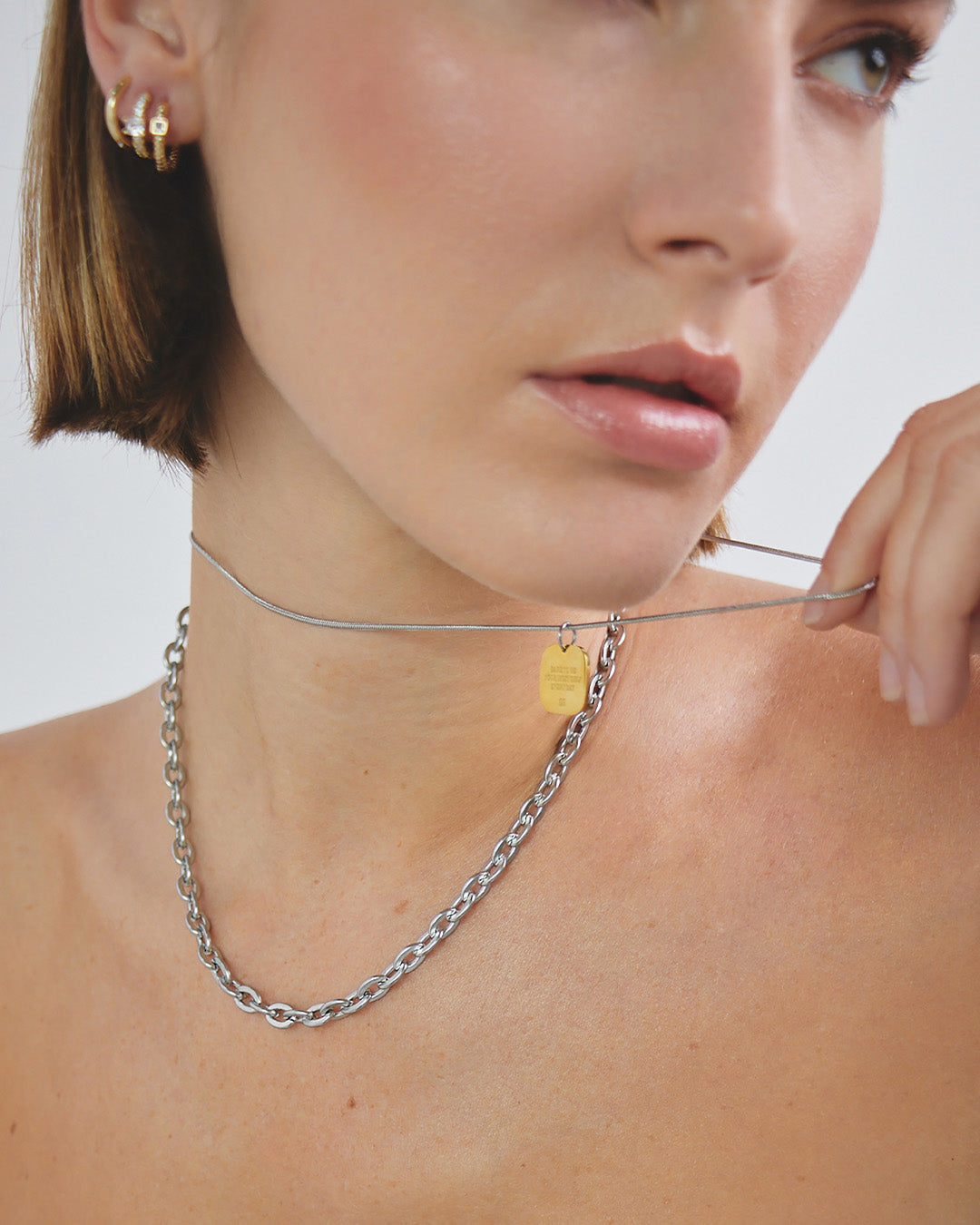 Collar Doble Dije Oro - Acero Inoxidable