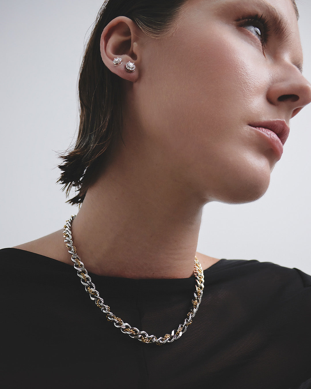 Collar Entrelazado Oro Y Plata - Acero Inoxidable