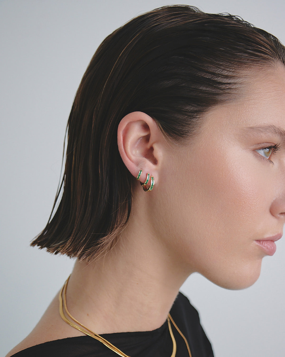 Set X3 Candongas Cristal Esmeralda Oro