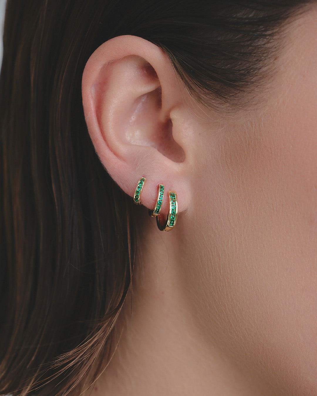 Set X3 Candongas Cristal Esmeralda Oro