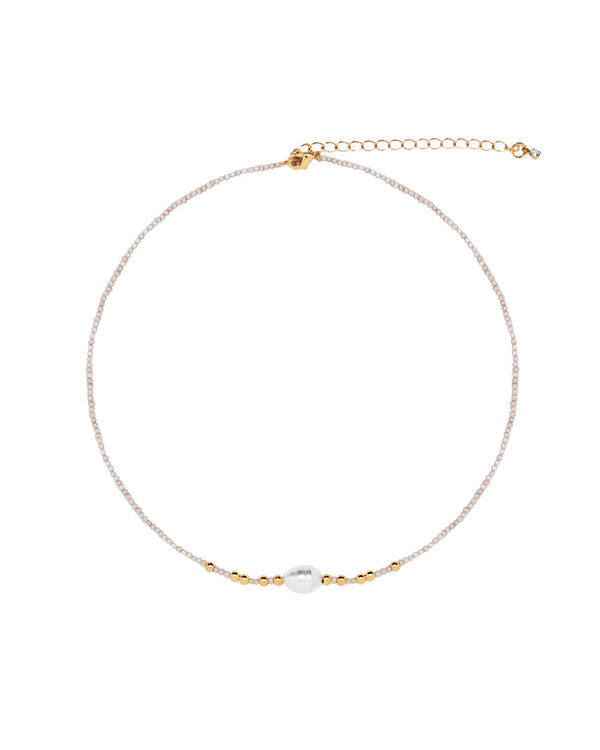 Collar Corto Lila con Perla