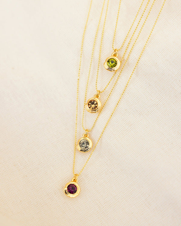 Set de Collar Cristales con dije cristal y par de topos